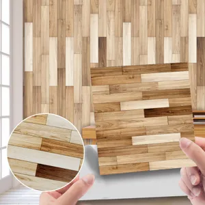 Retro Wood Grain Self Adhesive Wall Stickers Waterproof PVC Tile Decals Removable Home Decor For Living Room Bedroom