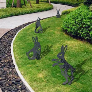 Outdoor garden yard art stakes, black acrylic animal silhouette lawn decorations for yard.