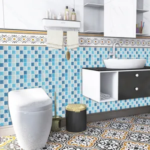 Autocollant de Carrelage Mosaïque 3D Adhésif Imperméable pour Décoration de Salle de Bains