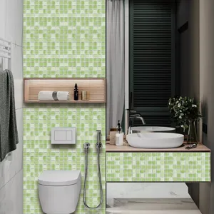 Adesivo piastrelle mosaico cristallo verde PVC impermeabile per ristrutturazione bagno casa