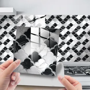Stickers Carrelage Décoratif 3D Film Cristal Autocollant Mural pour Cuisine Maison