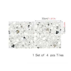 Terrazzo pattern crystal film tile sticker 30x15cm set of 4 pieces waterproof wall sticker