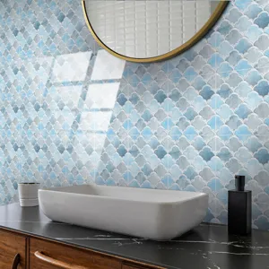 Adhésif carrelage film cristal 3D, papier peint autocollant étanche pour déco salle de bain.