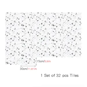 Terrazzo tile stickers self adhesive waterproof wall and floor decor 32 pieces detail view