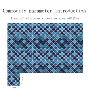 Adhesifs carrelage ecaille de poisson bleu impermeable decor mural lot de 25 pieces.