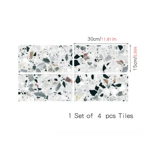Terrazzo pattern tile stickers waterproof self-adhesive wall stickers home decor 4pcs