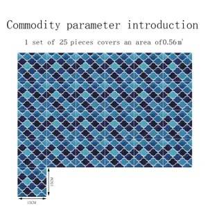 Autocollants de carrelage écaille de poisson bleus imperméables 25pcs 0.56m² 15x15cm