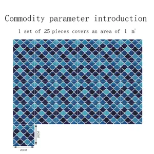 Adhésifs pour carrelage motif écaille bleu imperméable autocollant déco murale 25pcs 1m²