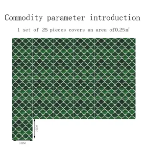 Autocollants de carrelage lotus 3D vert adhésif imperméable autocollants muraux 25pcs