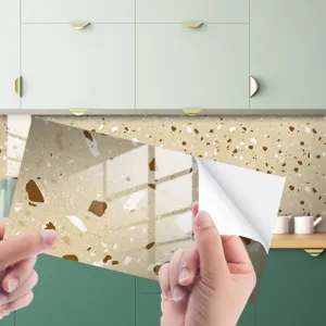 Terrazzo crystal film tile wall sticker, self-adhesive waterproof peel and stick home decor.