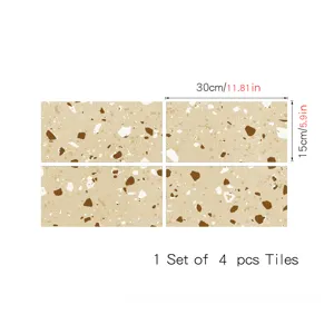 Terrazzo pattern crystal film tile stickers, self-adhesive waterproof wall stickers, 4pcs set.