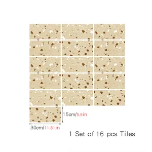 Terrazzo pattern crystal film tile stickers, waterproof self-adhesive wall and floor decor.