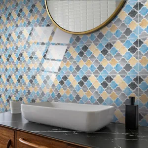 Autocollant Carrelage 3D Lotus Film Cristal Imperméable Adhésif Mural pour Salle de Bain