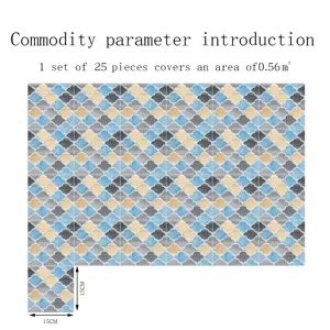 Autocollants de carrelage décoratifs adhésifs lot de 25 pièces couvrant 0,56 mètre carré.