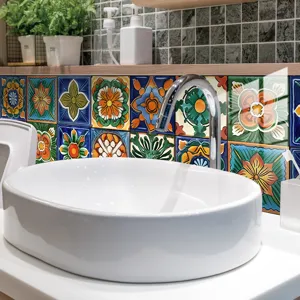 Moroccan style tile wall sticker, waterproof self-adhesive decorative decal for home decor detail.