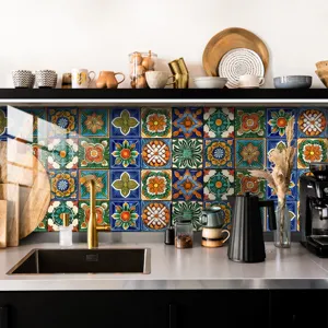 Moroccan tile stickers waterproof kitchen wall backsplash decorative peel and stick vinyl decals.