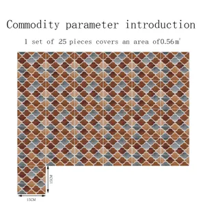 Vue détaillée montrant 25 pièces d'autocollants de carrelage 3D autocollants à motif lanterne.