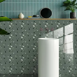 Green terrazzo crystal film tile sticker self-adhesive waterproof wall sticker decor