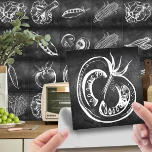 Retro chalkboard style tile sticker waterproof kitchen wall decor peel and stick decals