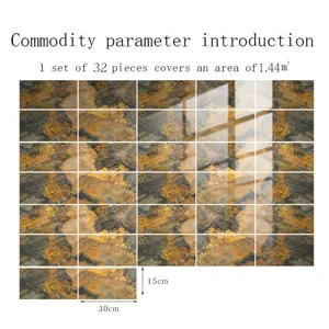 Stickers carrelage film cristal 15x30cm effet marbre autocollant impermeable deco murale