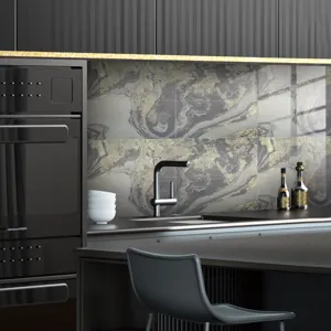 Autocollants de carrelage motif marbre adhésifs étanches muraux pour décoration cuisine.