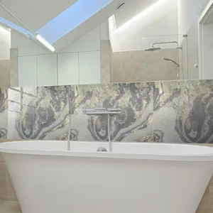 Autocollants de carrelage en marbre imperméables autocollants muraux pour bain.