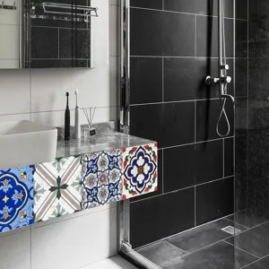 Moroccan vintage self-adhesive tile stickers waterproof wall decor for bathroom kitchen