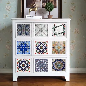 Moroccan retro tile stickers for kitchen living room furniture and self adhesive wall decor.