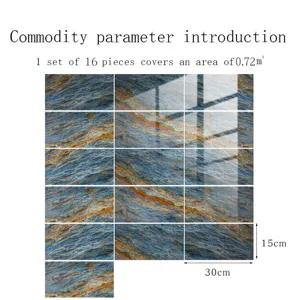 Autocollants de carrelage adhésifs effet marbre 16 pcs film cristal étanche autocollant mur