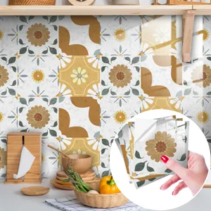 Moroccan vintage tile stickers, self-adhesive waterproof kitchen wall decor wallpaper.