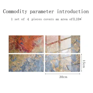 Stickers carrelage effet pierre adhésifs, lot de 4 pièces, 30x15cm, couvrent 0,18m².