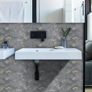 Autocollants de carrelage imitation marbre pour décoration murale de salle de bain.