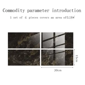 Vue de détail d'autocollant de carrelage en marbre foncé, paramètre de carreau