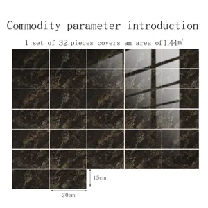 Autocollant de carreau de marbre film cristal autocollant imperméable décor 32 pcs