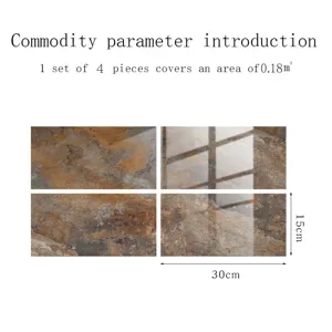 Adhésif autocollant carrelage film cristal 4 pièces 0,18m² imitation marbre 15x30cm.