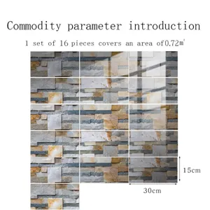 Autocollant de carrelage adhésif avec film cristal effet marbre décoration murale 16 pcs