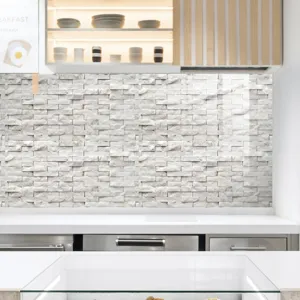 Autocollant de carrelage texture marbre film cristal dosseret de cuisine vue detaillee
