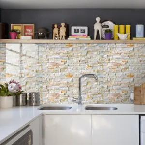 Autocollant de carrelage effet marbre film cristal adhesif pour cuisine murale etanche.