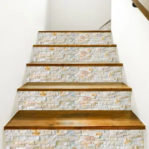 Autocollants contremarche escalier effet marbre carreaux adhesifs etanche deco maison detail