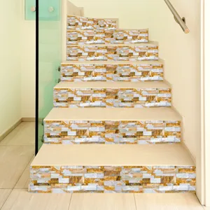 Autocollants d'escalier effet marbre pierre, film cristal imperméable autocollant contremarches.