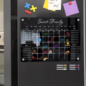 Acrylic magnetic monthly calendar dry erase board for refrigerator with markers family planner