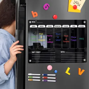 Magnetic acrylic weekly calendar fridge planner dry erase board with markers and notes section
