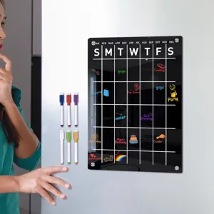 Acrylic weekly calendar dry erase board magnetic fridge planner with colorful markers for home office