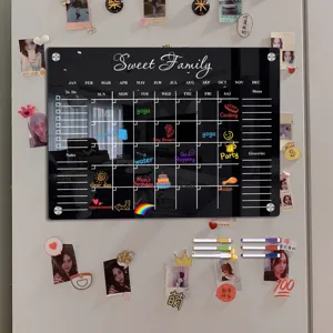 Clear acrylic weekly monthly calendar board magnetic dry erase board for fridge home office memo
