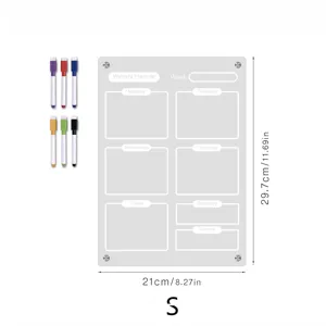 Clear acrylic weekly planner board with 6 markers magnetic dry erase calendar board S size