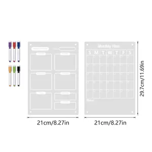 Transparenter Acryl Wochenplaner Monatsplaner Magnetischer Kalender mit Stiften für Kühlschrank