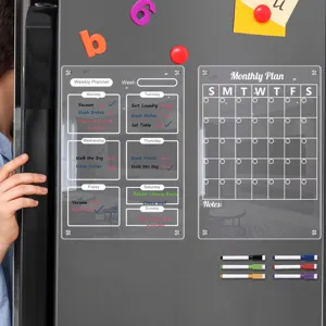 Transparentes Acryl Wochen- und Monatsplaner Board Magnetischer Kühlschrank Kalender Memo Board Für Küche Zuhause Büro