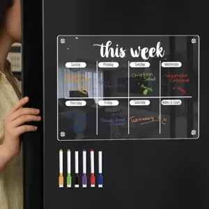 Transparent Acrylic Weekly Planner Magnetic Message Board With Erasable Pens Dry Erase Calendar For Office Home