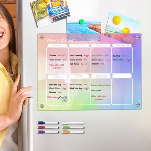 Acrylic weekly planner magnetic fridge calendar dry erase message board with markers set
