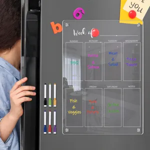 Clear Acrylic Weekly Calendar Board for Fridge Magnetic Refrigerator Dry Erase Memo Board